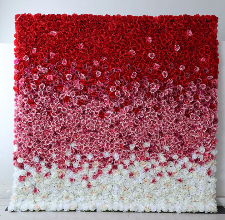 Simulated red and white gradient rose wall and floral wall wedding background