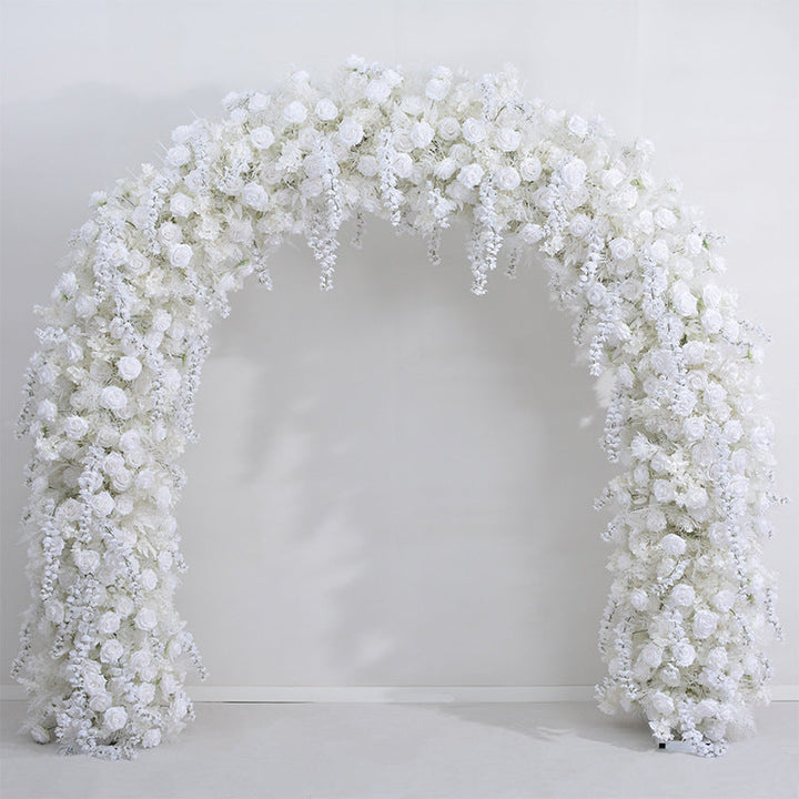 Flowers Arch Set Blossom White Roses Wedding Event Decoration Proposal Decor