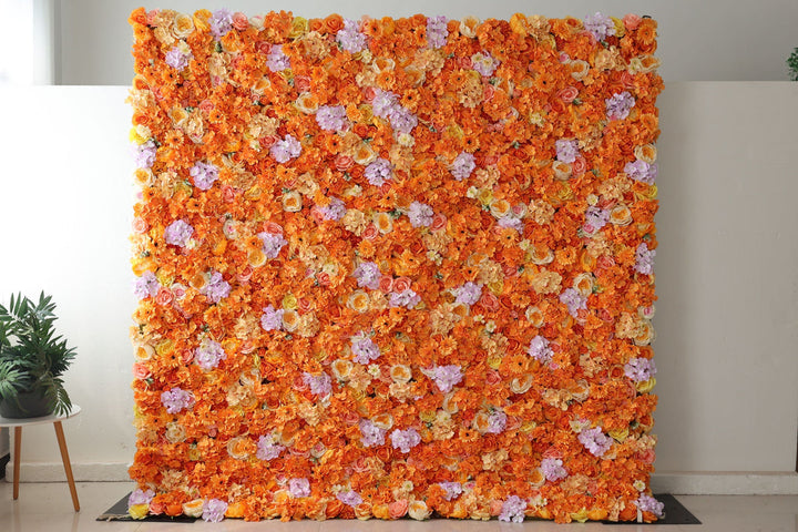 Simulated Orange Rose Hydrangea Flower Wall Party Wedding Background