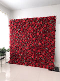 Simulated red and deep red rose cloth rolled flower wall party wedding background