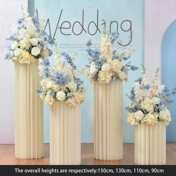 Champagne Blue Four Piece Wedding Origami Roman Column Imitation Flower Decoration