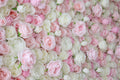 Simulate white and pink rose cloth background with floral walls for party and wedding backgrounds